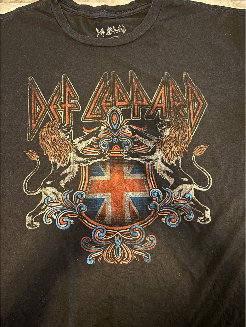 Def Leppard Union Jack Lions Graphic Band T-Shirt Black Size 3X